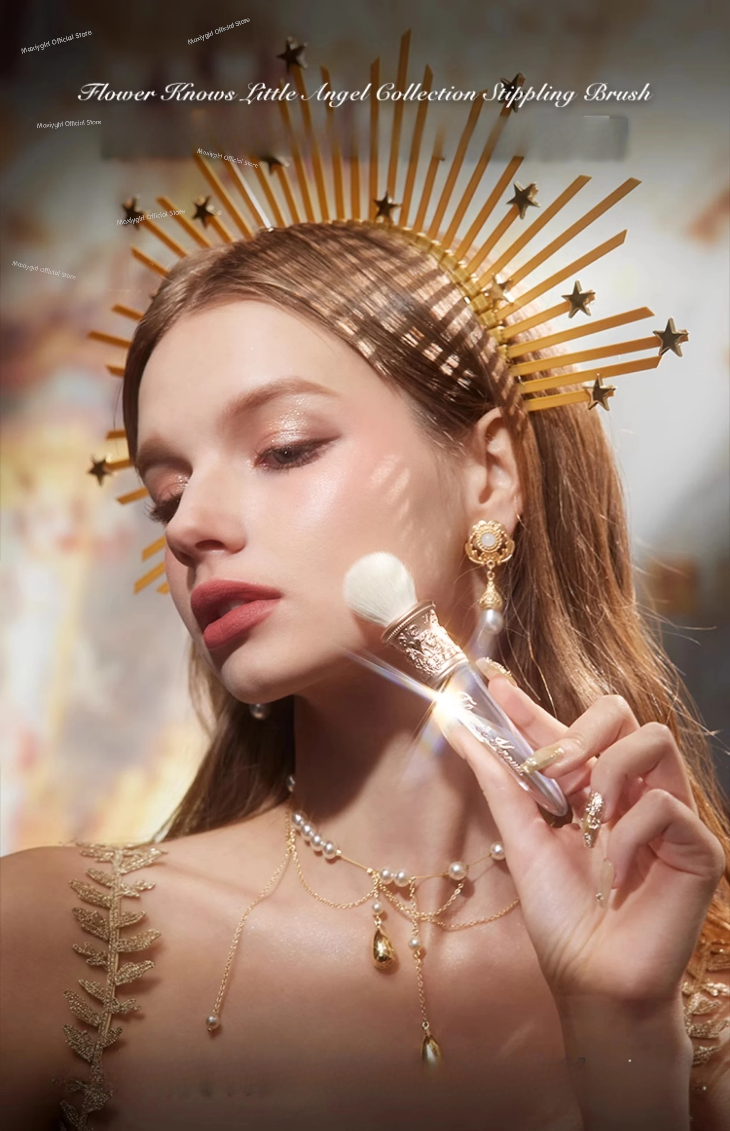 Flower Knows Little Angel Swan Ballet Fragola Rococò Blush Pennello per macchie Strumento per il trucco condizionante soffice in lana