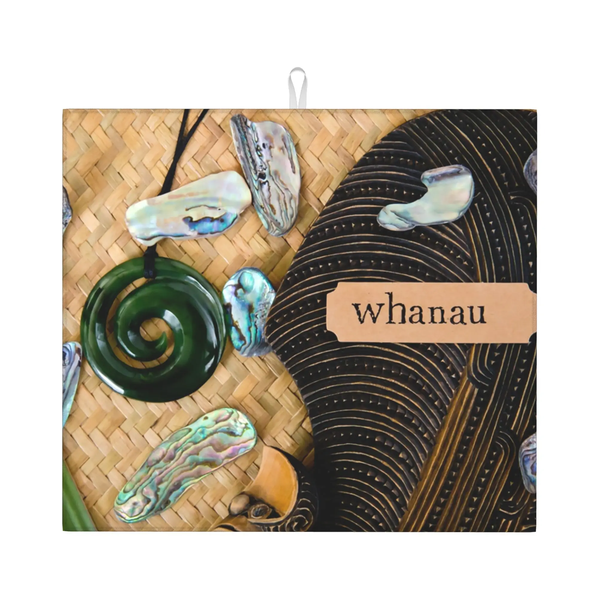 Drying Mat For Kitchen NZ Maori Barware Tableware Oil Proof Reusable Whanau Family Washable Kitchen Sink Drying Pad
