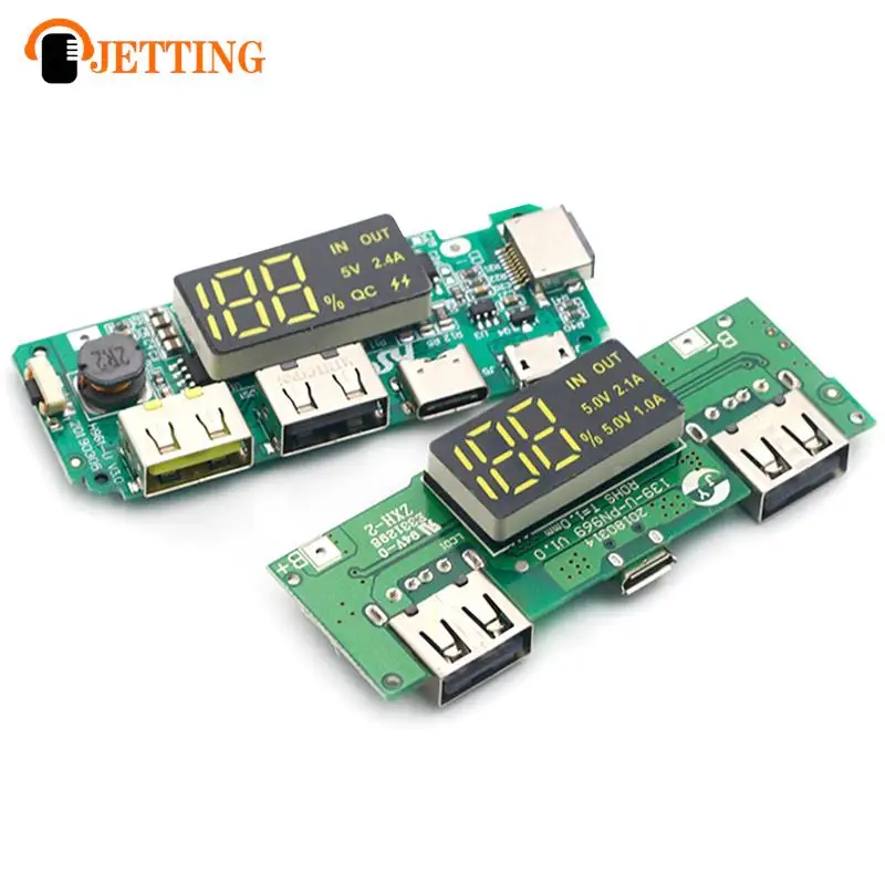 LED Dual USB 5V 2.4A Micro/Type-C USB Mobile Power Bank 18650 Charging Module Lithium Battery Charger Board