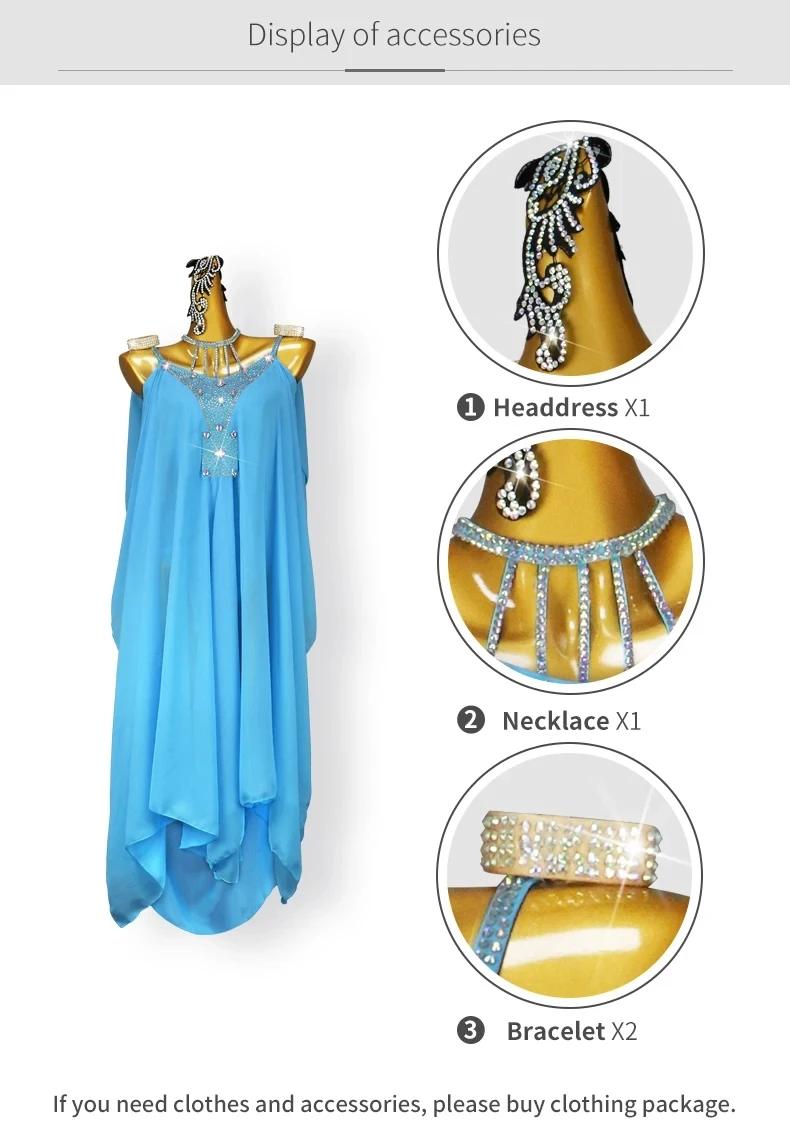 Lateinamerikanisches Tanzkleid, Wettbewerbskleidung, langes Kleid, Damenoutfit, Damen-Ballkleid, Tanzbekleidung für Partys, Mädchen, Sport, sexy Abendkleidung. – Detail 4