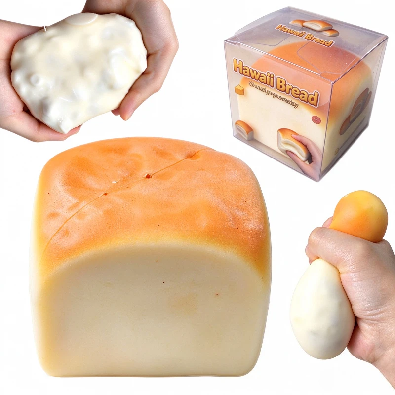 Simulation Bread Crunchy Squeeze Squishy with Building Blocks Inside ASMR Soft Stress Relief Non Rebound Squeeze Toy for Adults