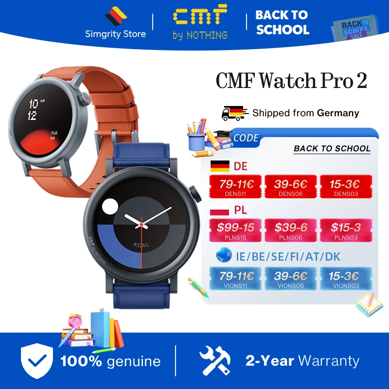 CMF BY NOTHING Smartwatch CMF Watch Pro 2 con Display AMOLED da 1,32”, Bluetooth 5.3, Riduzione del Rumore AI, GPS, Watch Pro 2