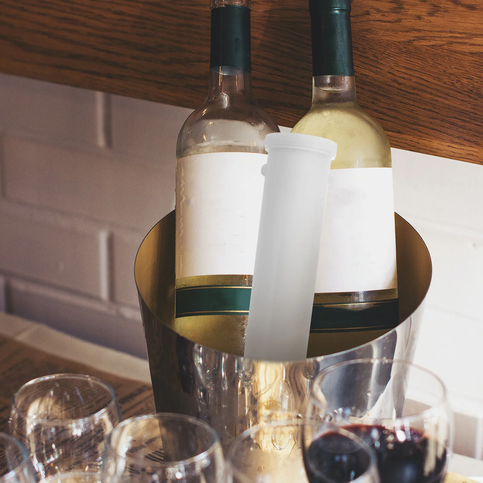 1Pcs Ice Column Shaping Box White Bar Ice Pillar Storage Bucket Heavy Duty Sealed Cover Easy Clean Wine Mixing Cooling Box