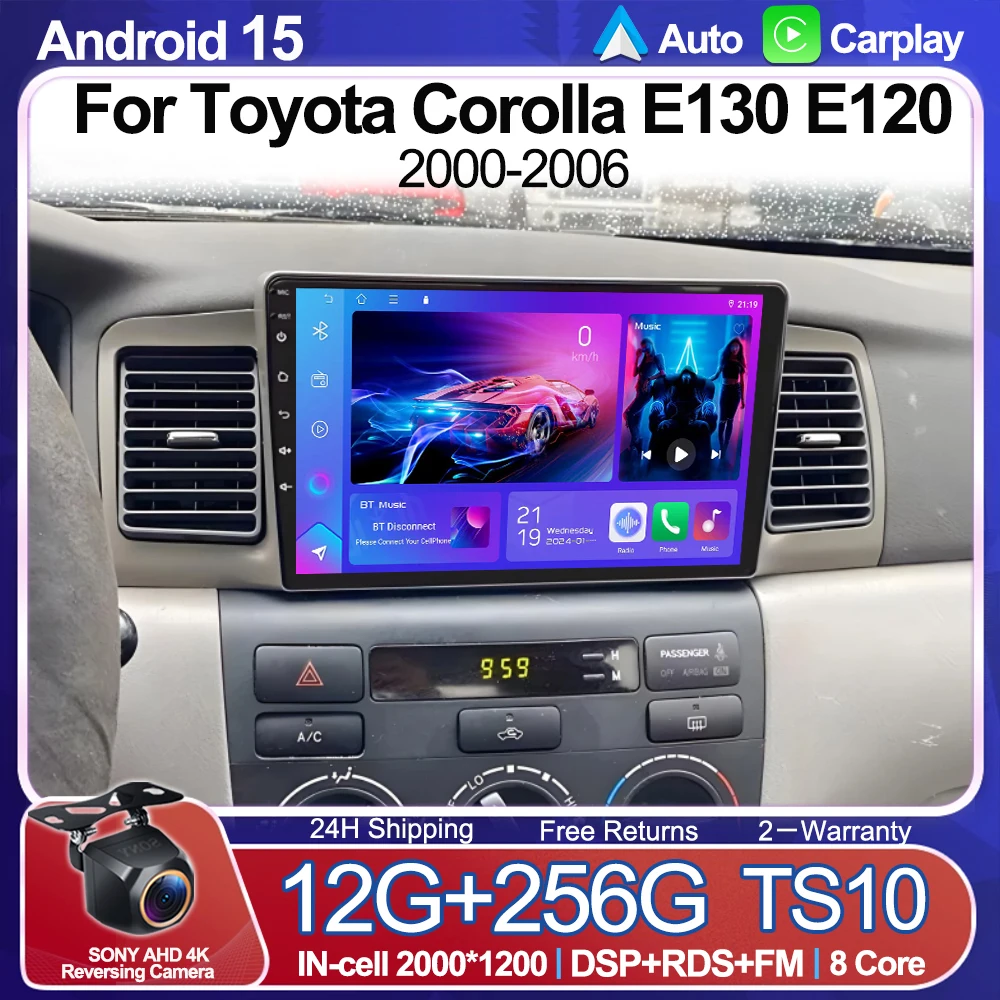 

Android 15 Car Radio For Toyota Corolla E130 E120 2000-2006 Multimedia Video Player Navigation GPS stereo Carplay 5G Head Unit
