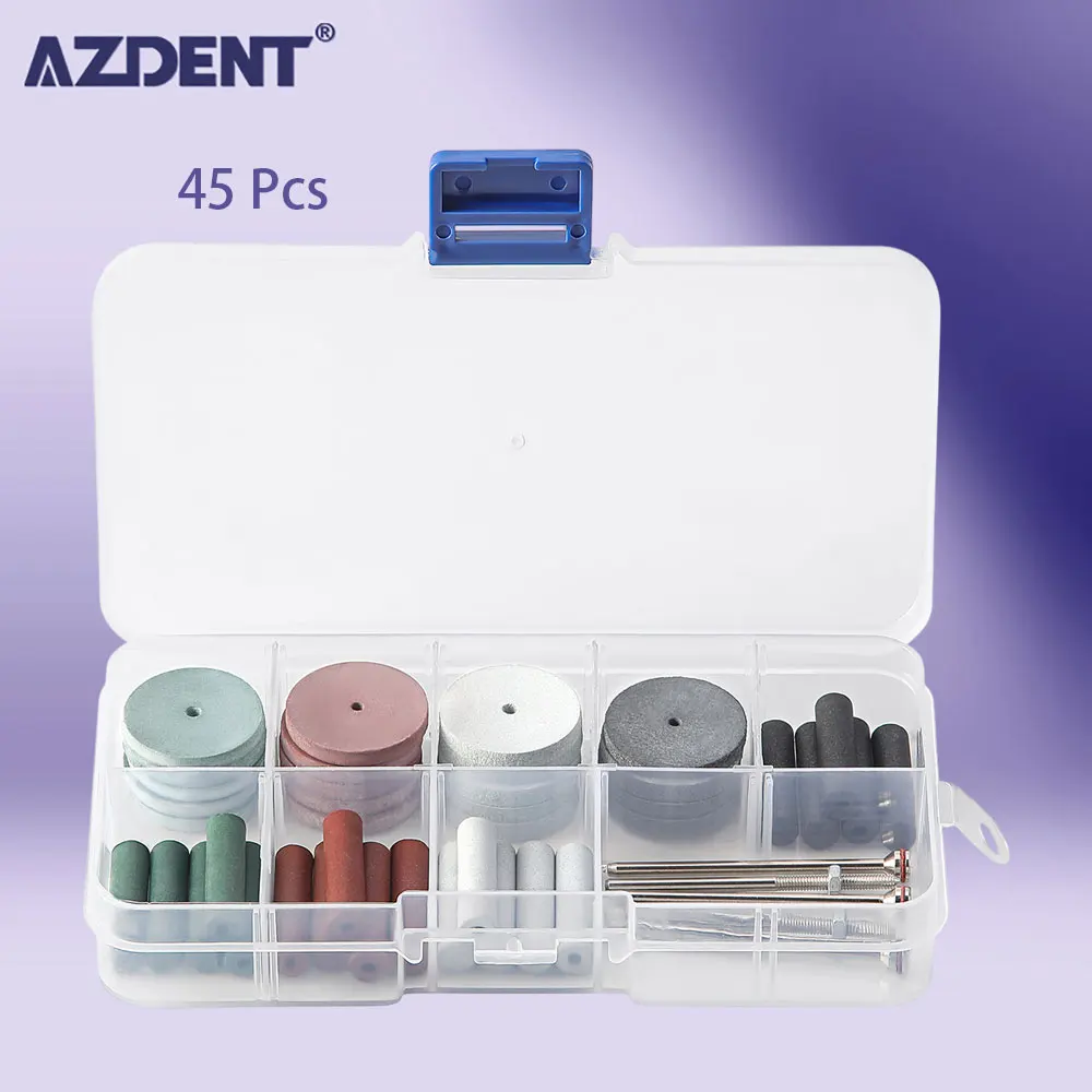 Kit de meules de polissage en caoutchouc de silicone, fraises grossières, fines, ultra fines, mandrin à 5 tiges, outils dentaires, 1 jeu