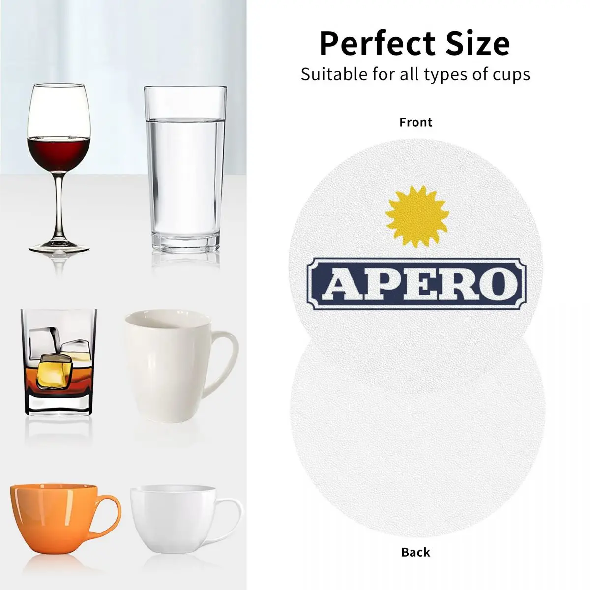 Aperitif Apero Coasters Leather Placemats Waterproof Insulation Coffee Mats For Home Kitchen Dining Pads Set of 4 - view 6