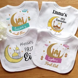 Personalised Eid Ramadan Baby Bibs Boy Girl Bib Custom Name Eid Mubarak Infant Saliva Towel Muslim Islamic Holiday Keepsake Gift