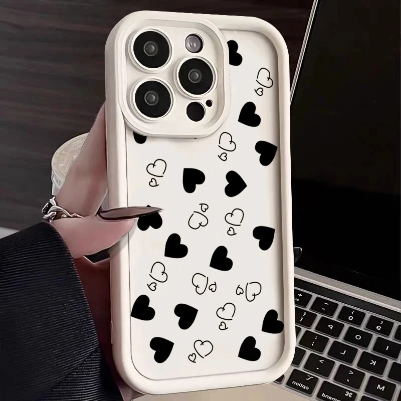 Love Heart Print Matte Soft Phone Case For Xiaomi Redmi Note 12 4G 11 10 13 Pro Plus 5G 11S 12S 10S Redmi 12C 13C 4G Phone Cover