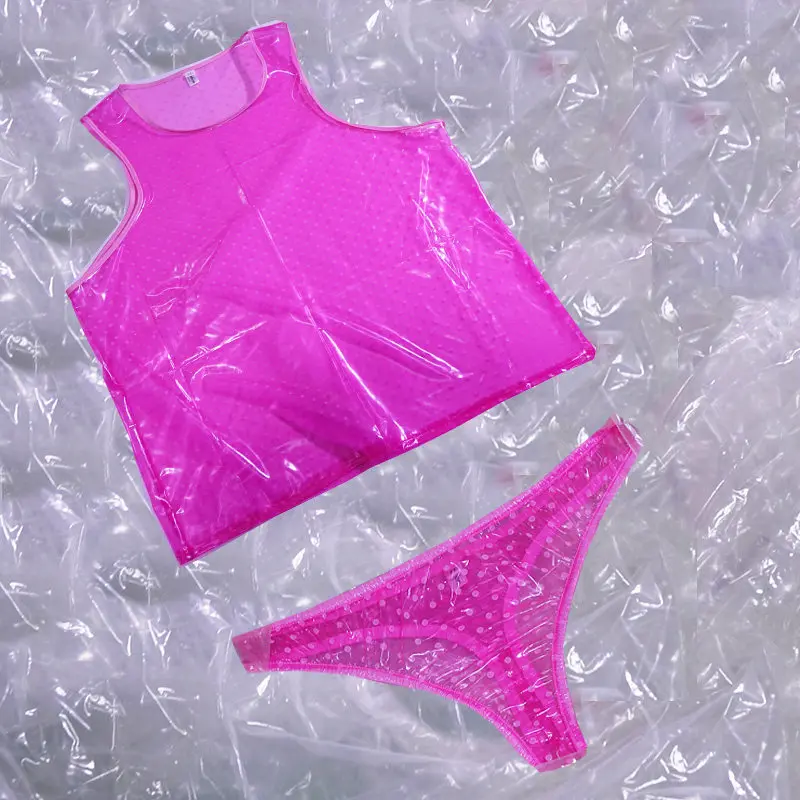 ABDL Polka Dot PVC Film Glossy Smooth Sexy Vest Waterproof Stain-resistant Windproof Plastic Sleeveless Pajamas Homewear