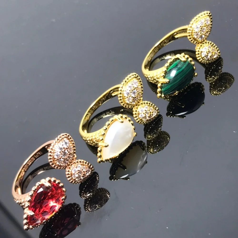 925 Silver Gold Plated Waterdrop Ring Classic Trendy Bridal Wedding Women's Fashion Jewelry Gift 4