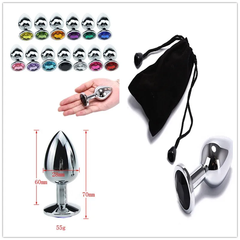 S/M/L Adults Plug Anal With Jewelry Erotic Colorful Stainless Steel Butt Anal Beads Crystal Stimulator Sex Toys Dildo for woman