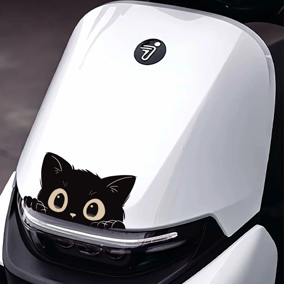 1PC Pet Lover Scene Peeking Black Cat Sticker, Black-Yellow Contrast Cartoon Cat Personalized Body Decal