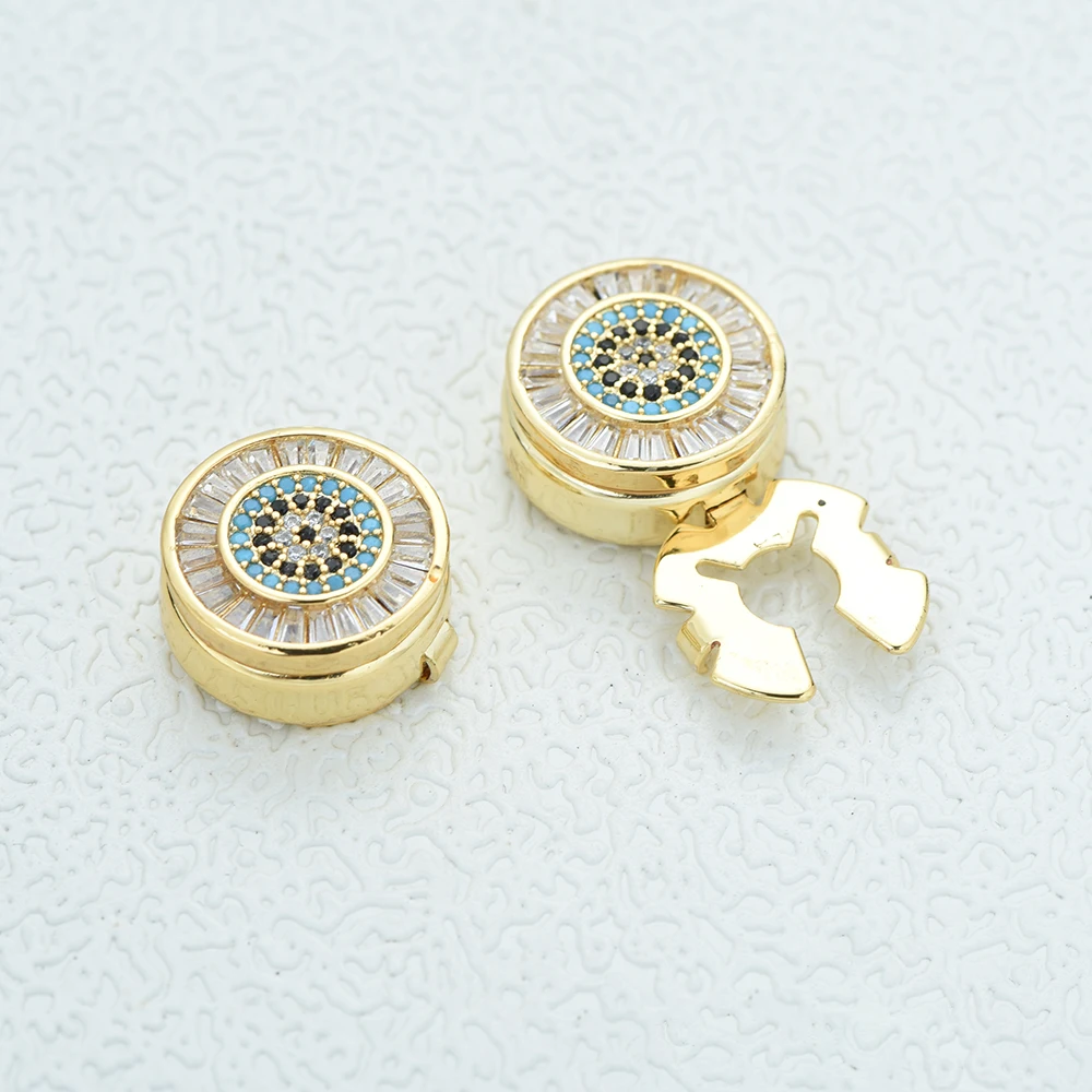 ICEYY Micro Pave Zircon Lucky Evil Eye Button Cover or Cufflinks for Mens or Womens Shirt,  Accessories Clothing Buttons