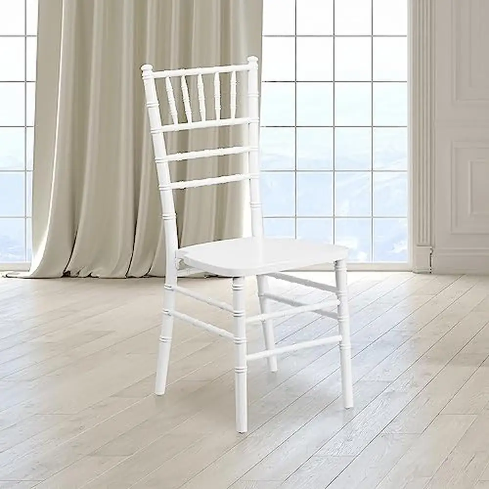 Wood Chiavari Chair Events Sturdy White Ballroom Dining Seat Lightweight Frame Stackable up to 10 1100 lb Capacity Fully