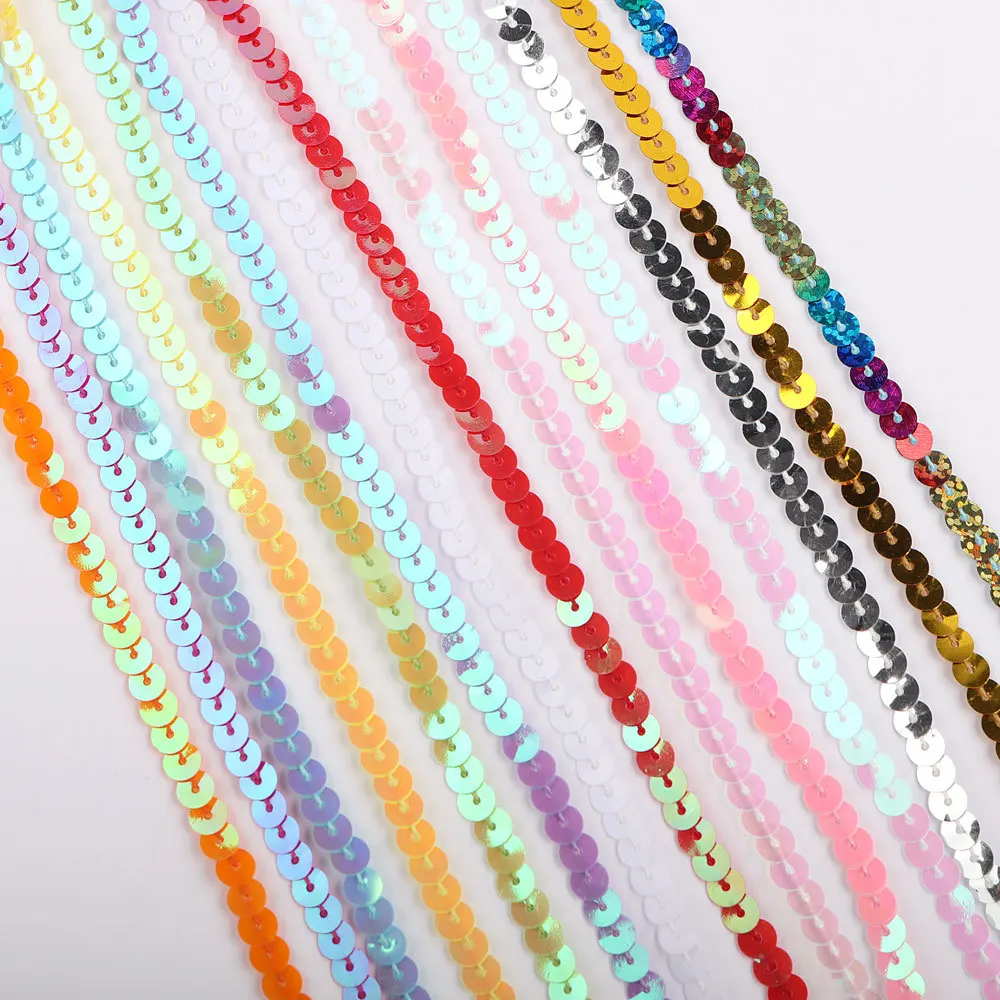 10 Yards/lot 6mm Colorful Sequins Strip Shiny Faceted Loose Sequins Paillettes Sewing Wedding Crafts Diy Scrapbooking Pendant