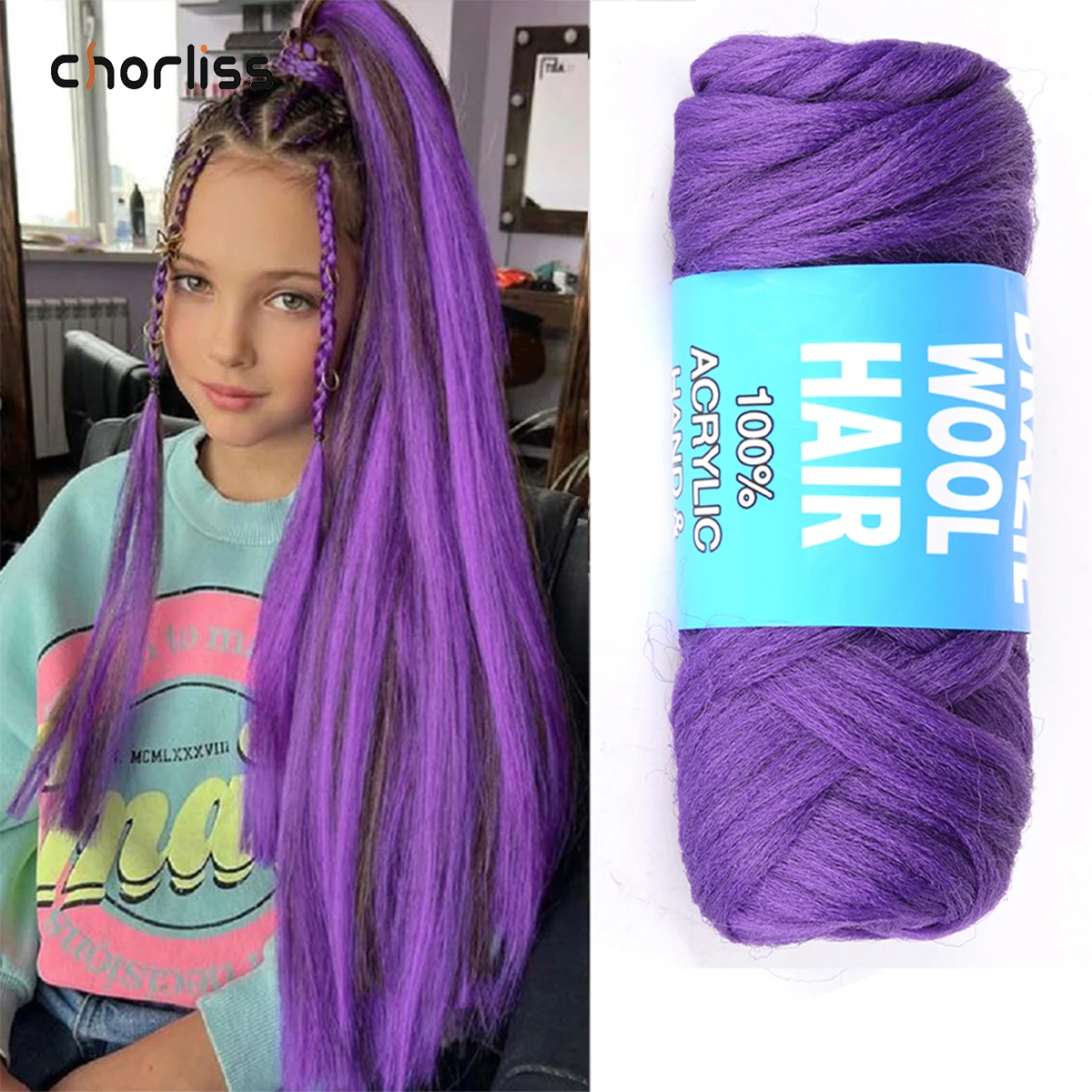 

Brazilian Wool Hair Extension For Women Kids African Yaki Synthetic Senegalese Twist Faux Locs Wraps Jumbo Crochet Braiding Hair