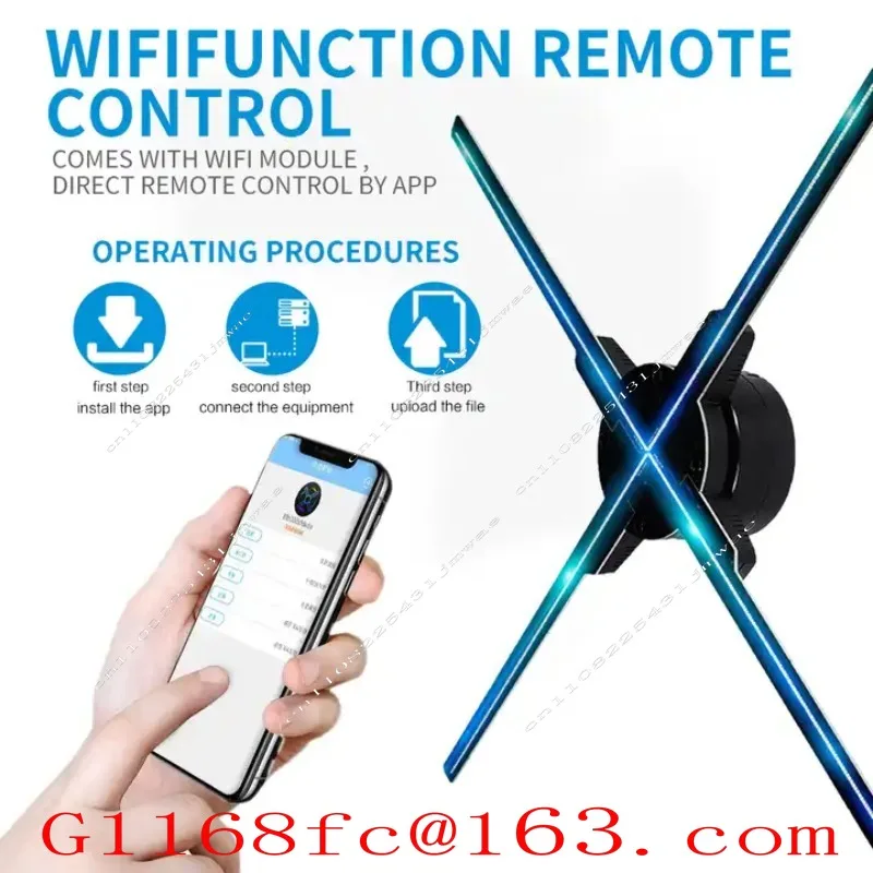 3D Holographic Advertising Technology 65cm 4 Blades High Resolution Display 3d Holographic LED Fan Projector