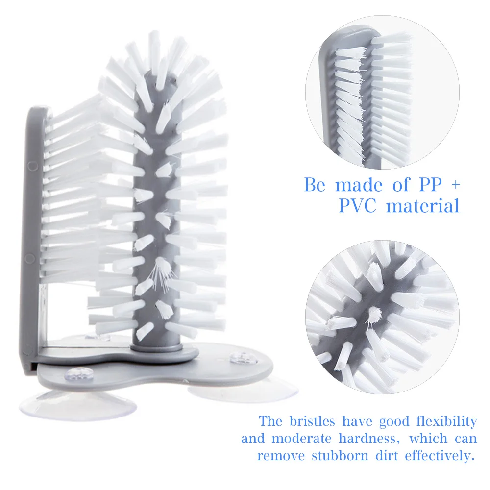 Water Bottle Cleaning Brush Glass Washer Brush Cleaner Glass Cup Washer with Suction Base Bristle Brush for Glass Cup