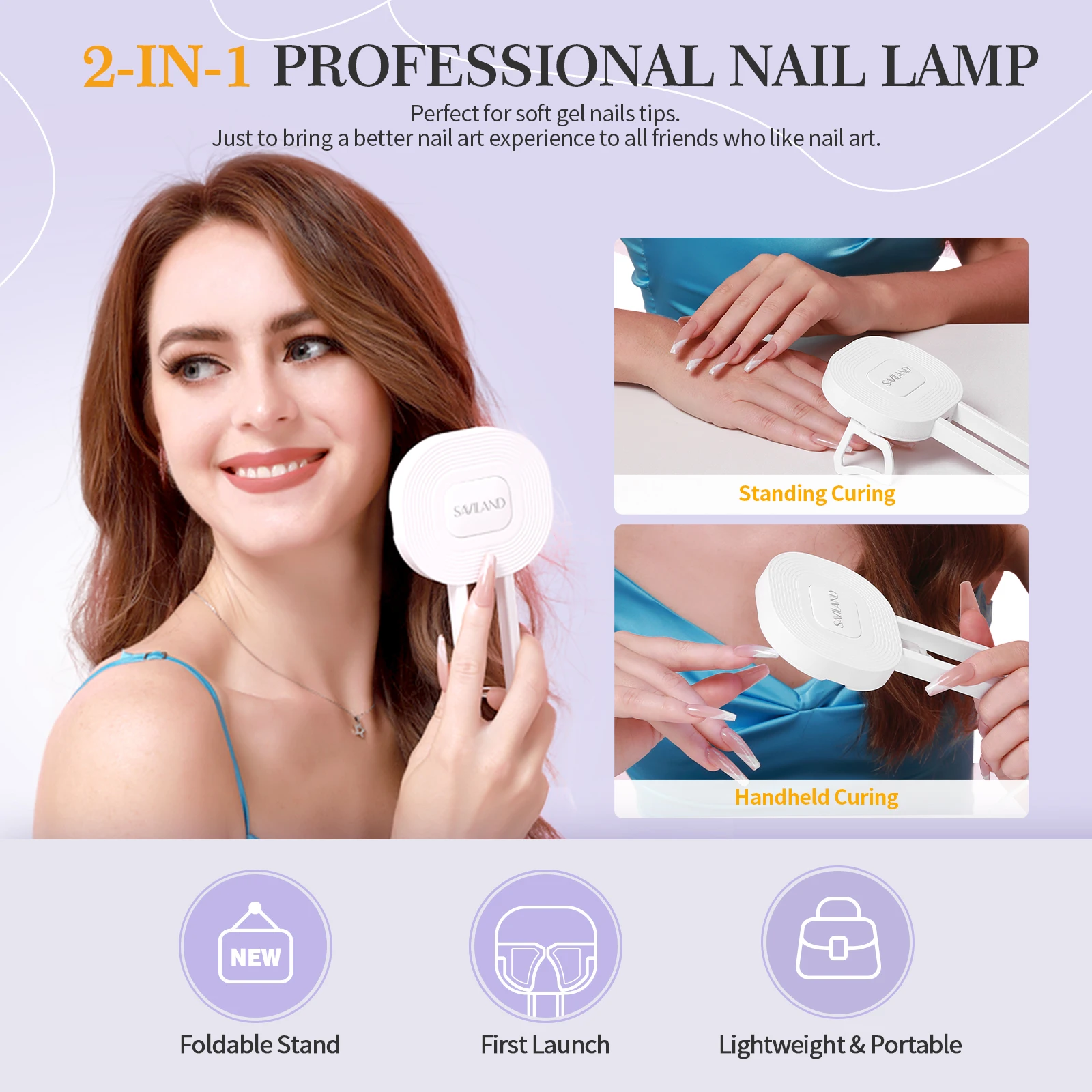 SAVILAND Supersterke nagellijm voor valse nageltips Acrylnagels met handheld UV LED-nagellicht voor nagels Verlenging Nail Art