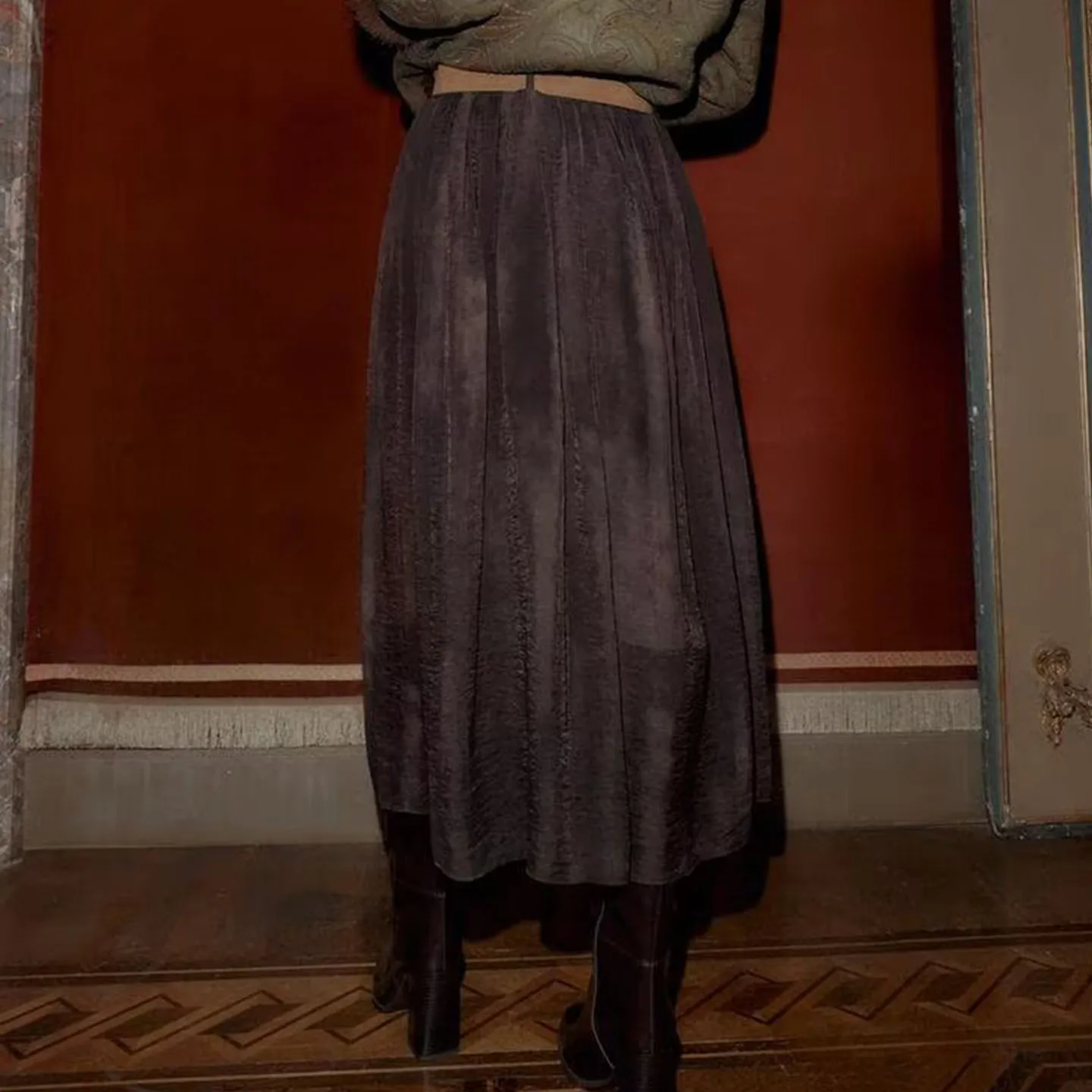 

Z Women's Faion High Waist Midi Skirt with Belt Personali Printed Design 2025 New Autumn European Sle Ladies' Skirt