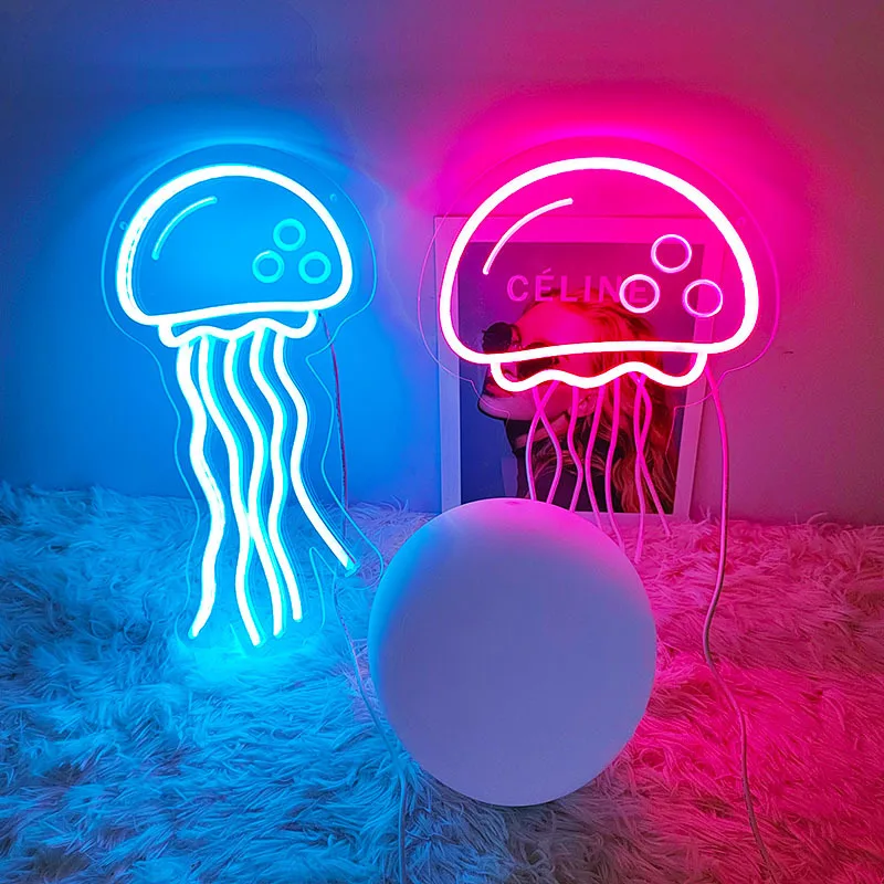 Jellyfish Neon Signs for Wall Decor Light Up Personalized for Party Wedding Shop Window Restaurant Birthday Wall Decoration