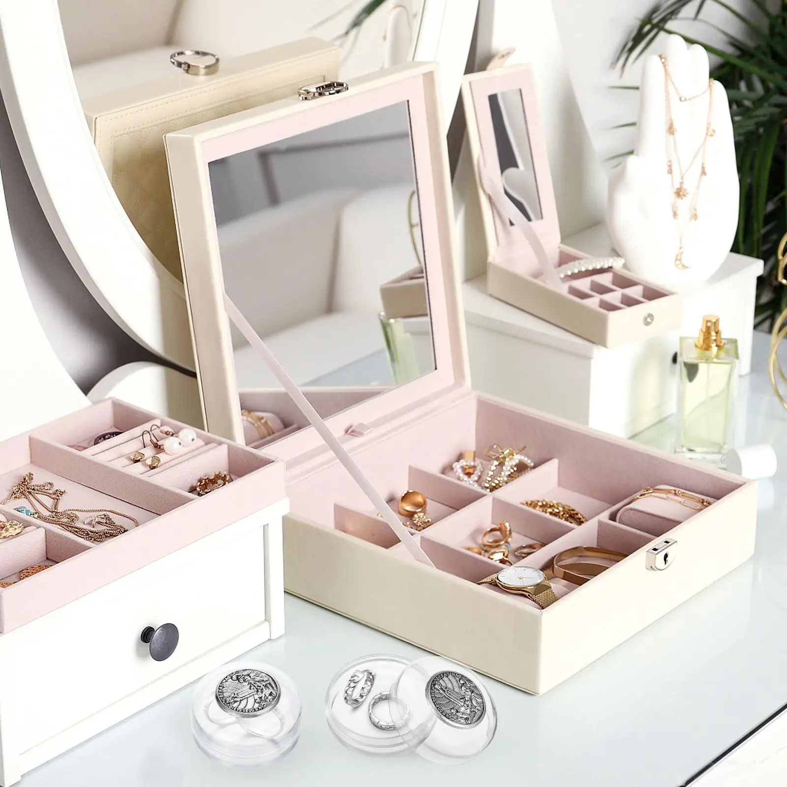 

10 Pcs Ladies Gifts Holy Jewelry Boxes Metal Small for Rosary Trinket Decorative Storage Miss