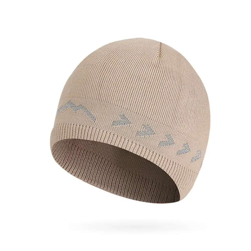 Polyester Material Reflective Knitted Hat Ribbed Knit Texture Double-Layer Fleece-Lined Visibility Safety Hat Unisex Design