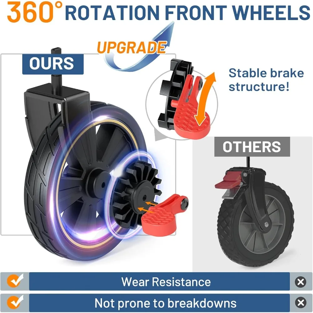 عربة شديدة التحمل بسعة 300 رطل وقابلة للطي طويلة جدًا مع باب خلفي وفرامل، عربة أدوات قابلة للطي للمغامرات الخارجية
