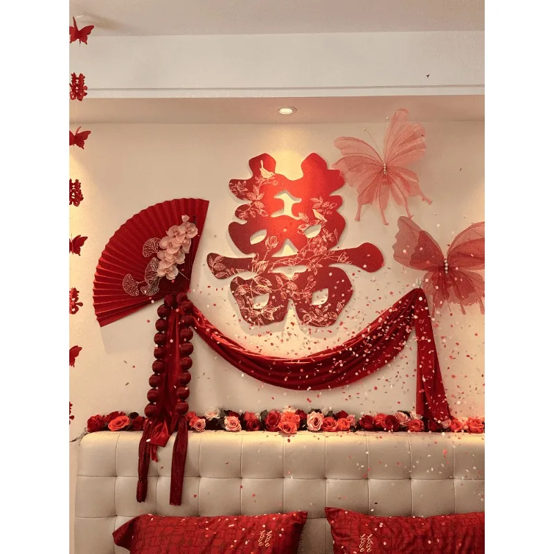 

arrangement wedding suit full set of latte flower decoration wedding happy character woman's bedroom bedside background wall