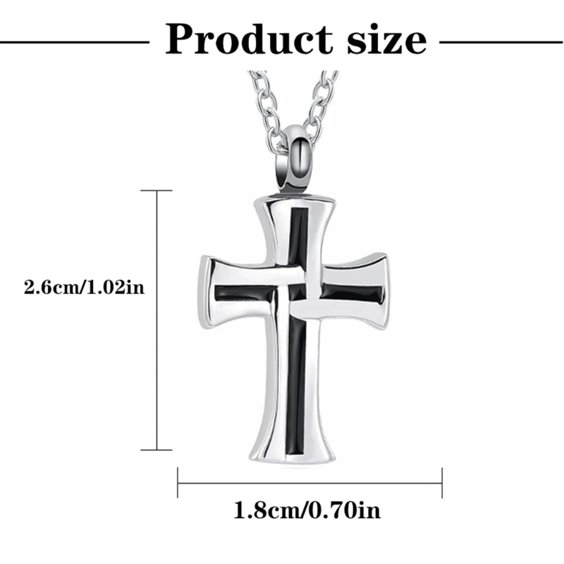 2PCS Pet Cremation Urn สร้อยคอข้าม Locket จี้สร้อยคอสำหรับขี้เถ้า Urn สร้อยคอขี้เถ้าคอนเทนเนอร์สำหรับความทรงจำ 45BE