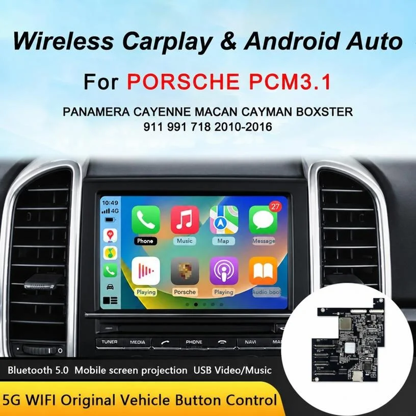 Wireless CarPlay Android Auto For Panamera Cayenne Macan Cayma 911 918 PCM 3.1 Support Mirror Link AirPlay Camera