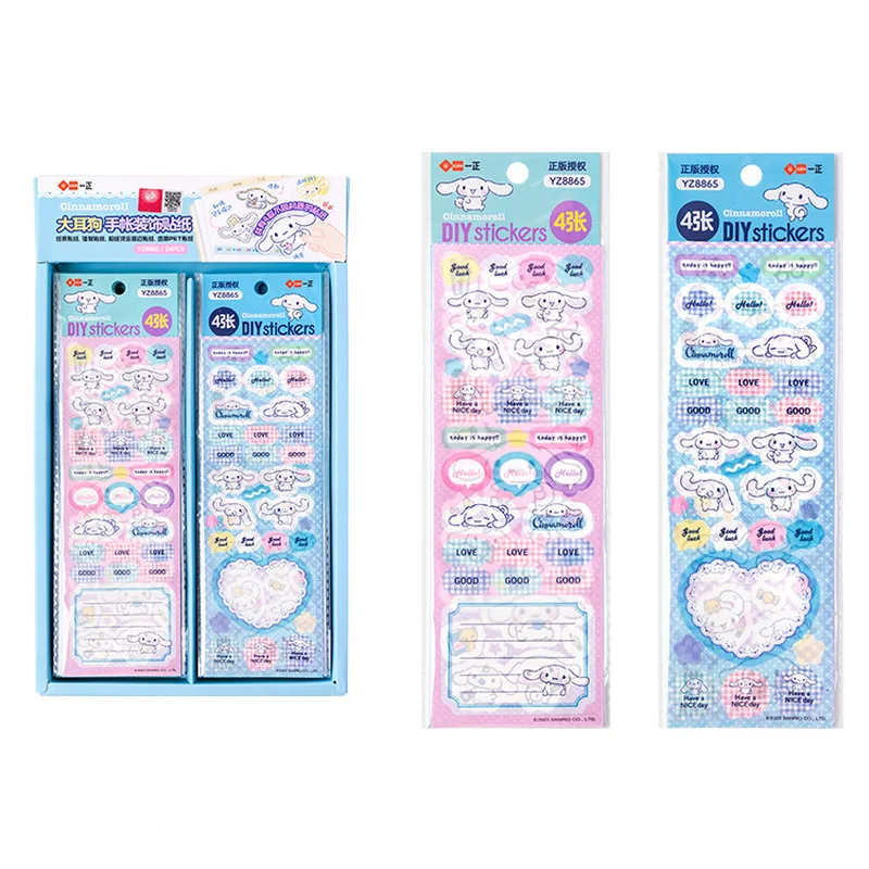 Cartoon Sanrio Briefpapier Aufkleber Pack 24 stücke Kawaii Hand Konto Aufkleber dekorative Kuromi Schule liefert stationären Aufkleber