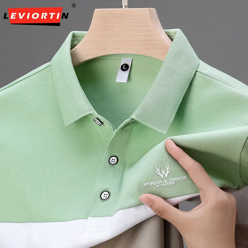 

Летняя модная городская рубашка-поло из ледяного шелка в китайском стиле с короткими рукавами, мужская модная универсальная полосатая футболка с лацканами