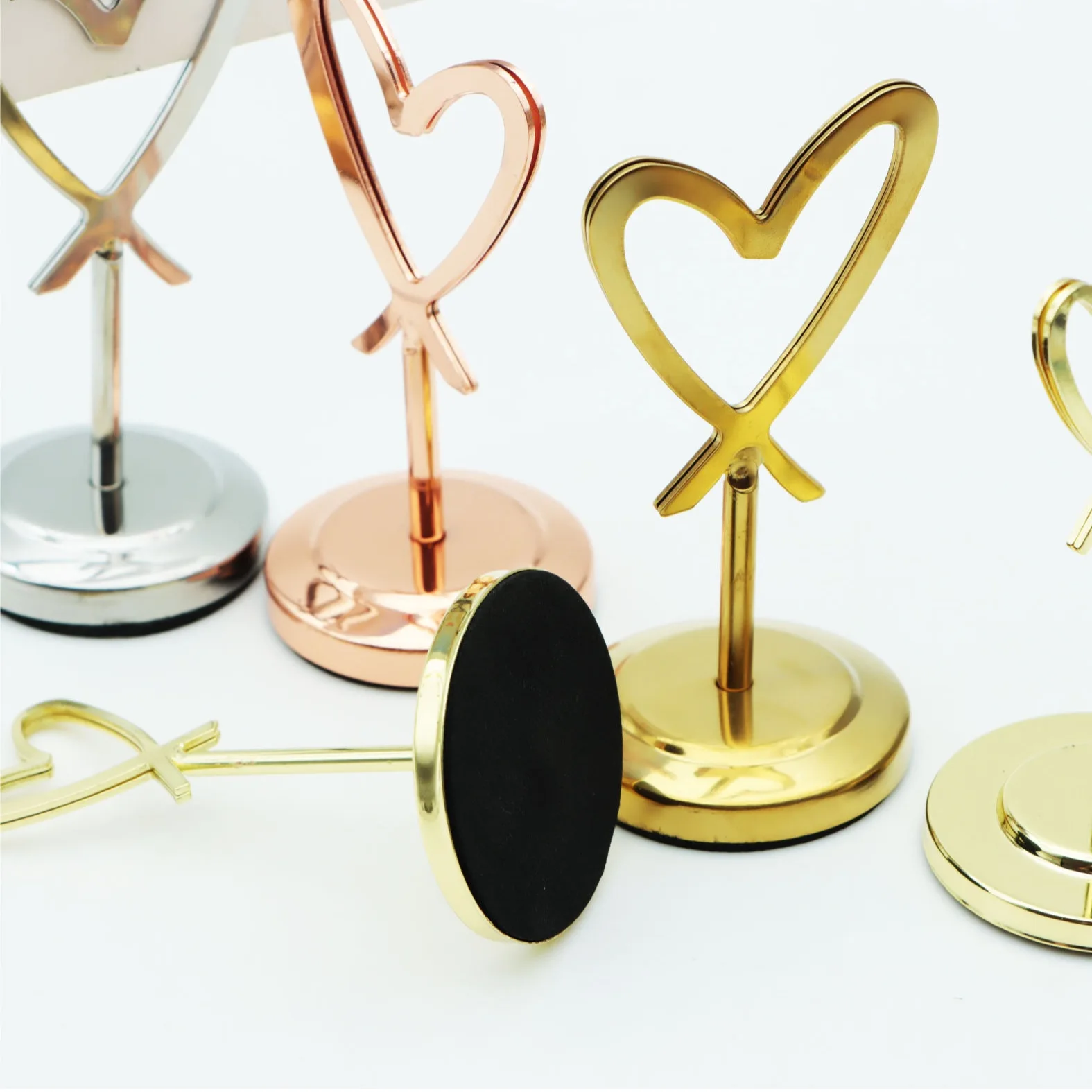 5 Pieces Metal Table Place Card Holder Table Number Stands Wedding Picture Photo Holder Heart Shape Menu Memo Recipe Clips