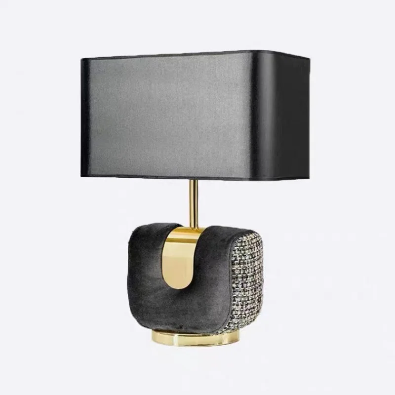 Simple flannel leather modern creative American living room study bedroom art bedside lamp