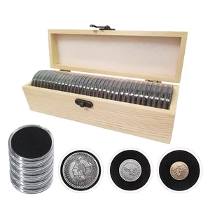 Kotak Koin Kayu 33 Buah Kapsul Koin 46mm dengan Gasket Busa Hitam 16/20/25/27/30/35/40/46mm untuk Persediaan Koleksi Kolektor Koin 12 kotak penyimpanan plastik 30x40 penjualan terbaik - №