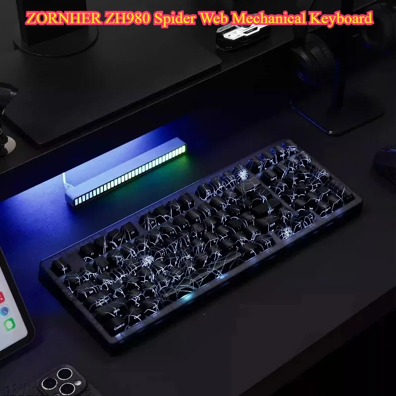 ZORNHER ZH980 Spider Web Mechanical Keyboard - Tri-Mode RGB Hot Swap Wireless with Side Engraved