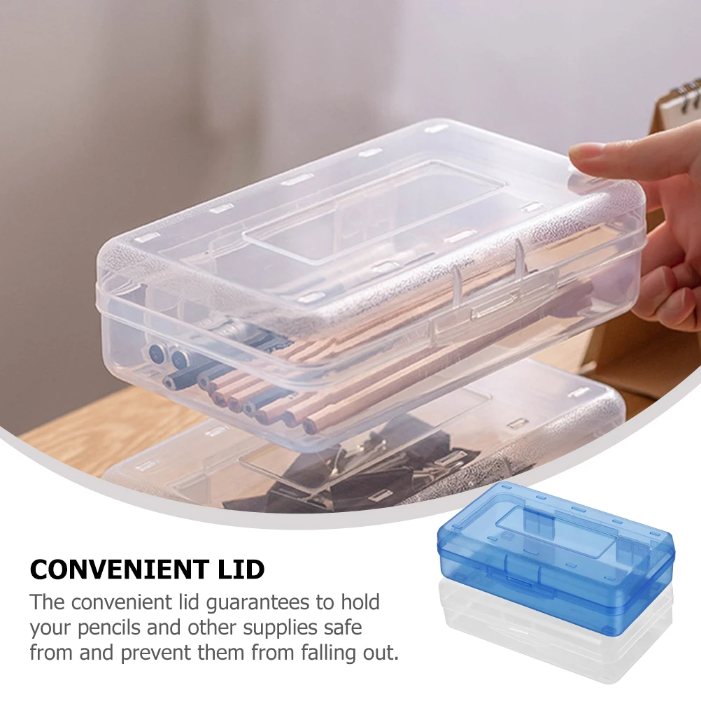 

2 Pcs Plastic Pencil Case Small Storage Box Student Pencil Box Pen ganizer Stationery Holder Desk