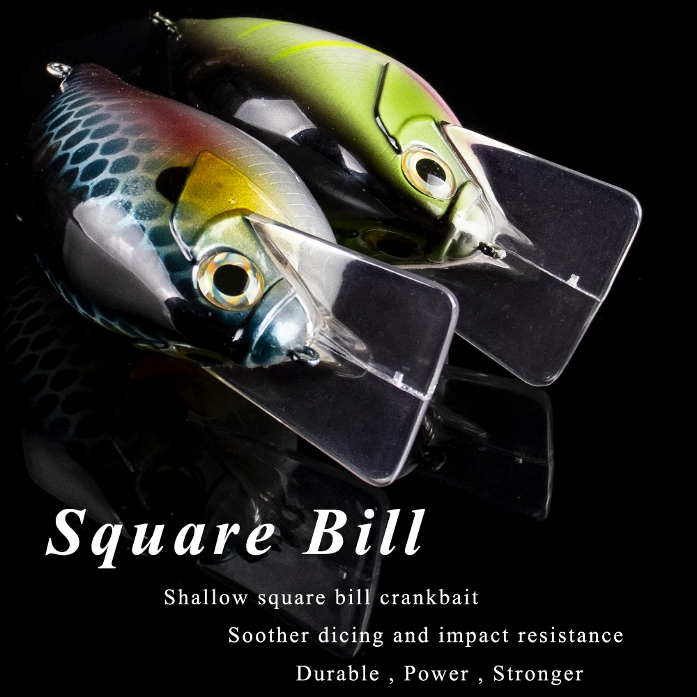 Chan\'s Huang 1PCS Square Bill Crankbait Wobblers 9.5CM 29.5G Floating Shallow Artificial Crank Hard BassTackle Bait Big Game