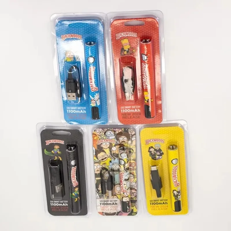 2 قطعة/الوحدة Backwoods 1100mah 510 الذكية البطارية نفطة أطقم الجهد المتغير Vape أقلام شاشة USB-C شحن لخراطيش عربات #6