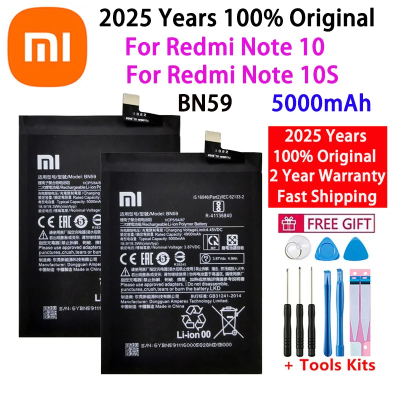 

Fast Shipping 2025 Years BN59 100% Original New High Quality For Xiaomi Redmi Note10 Note 10 Note 10S 5000mAh Bateria Batteries