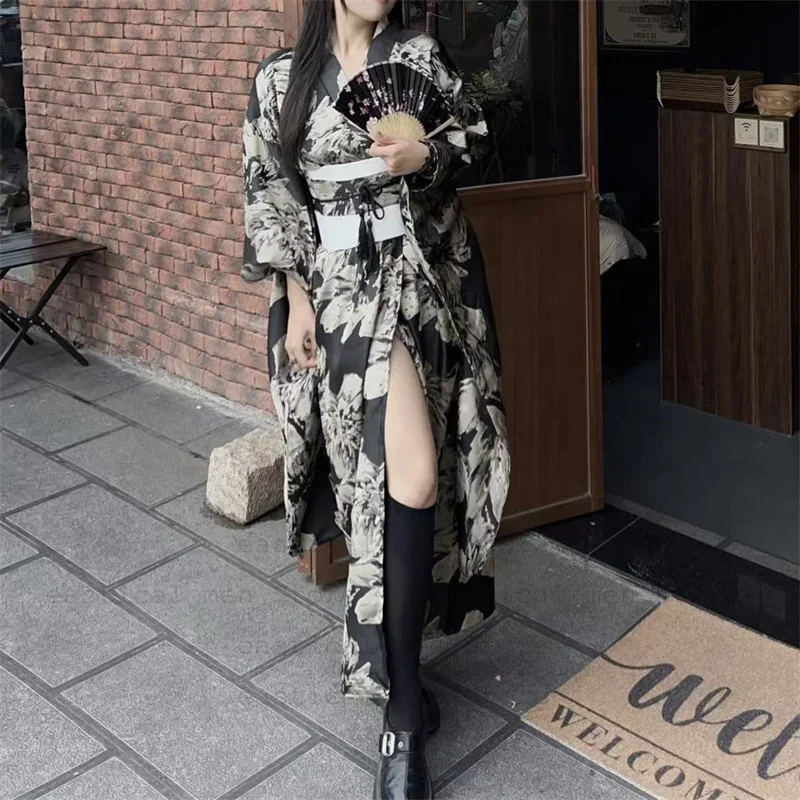 القوطية الظلام كيمونو Jigoku Shoujo Enma Ai فستان خادمة المرأة انمي ياباني تأثيري ازياء كيمونو RobeYukata الزي الرسمي #5