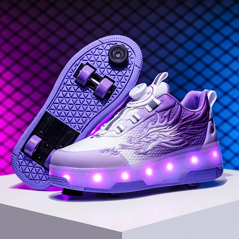 

Warm Heelys for Boys & Girls: Winter Fall New Invisible 4-Wheel Retractable Kids' Roller Shoes