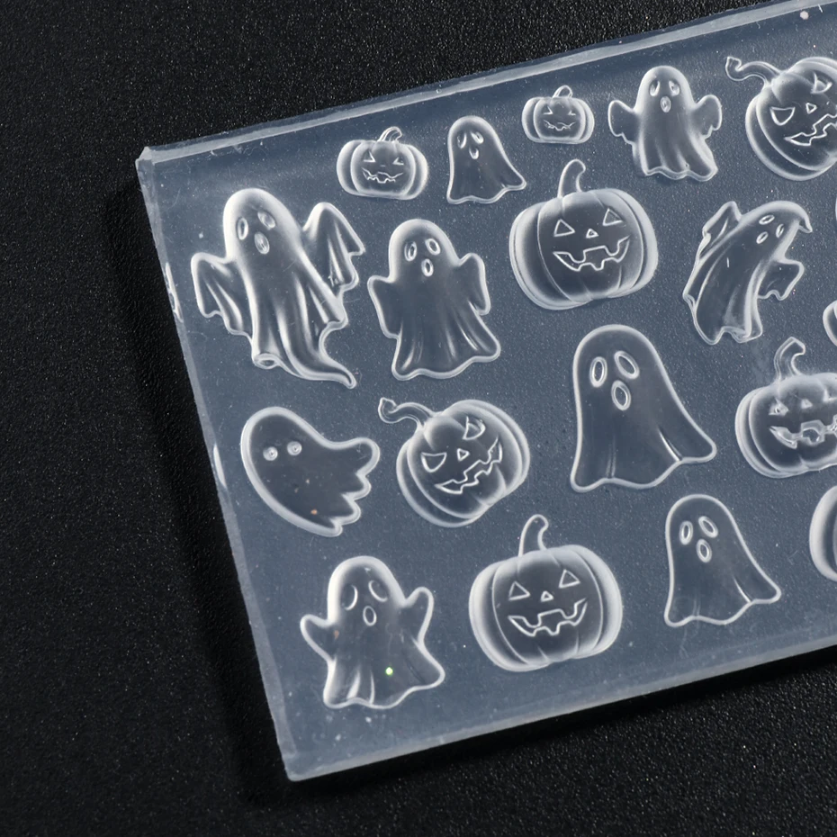1 Stück Cartoon Kawaii Geister-Nagelstempel Horror Kürbis Spinnennetz Skelett Hand Nagelschablonen Y2K Halloween Maniküre-Werkzeuge – Detail 5