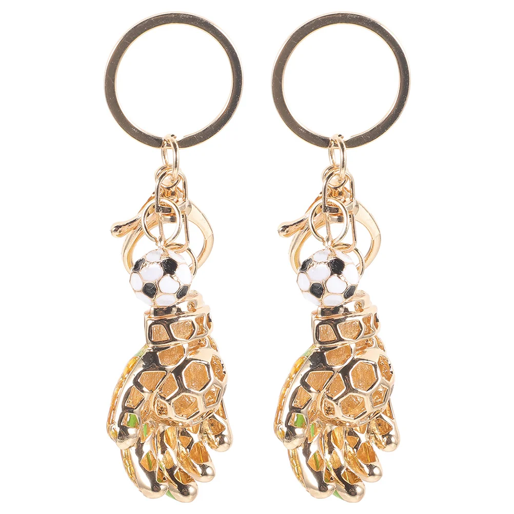 

2 Pcs Goalkeeper Gloves Keychain Football Mens Hanging Ornaments Small Gift