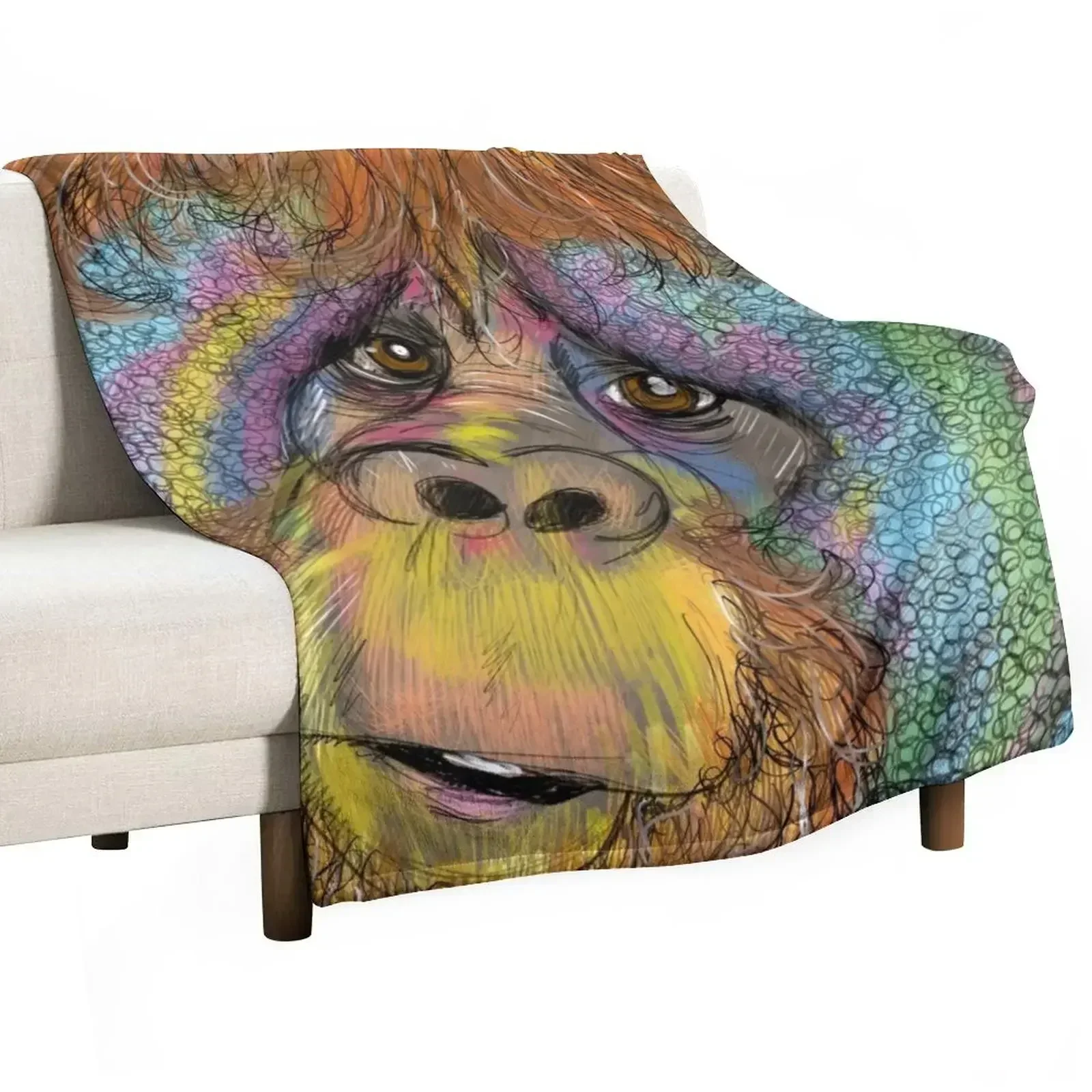 save the Orangutan Throw Blanket Stain Resistant Cozy Warm Blanket