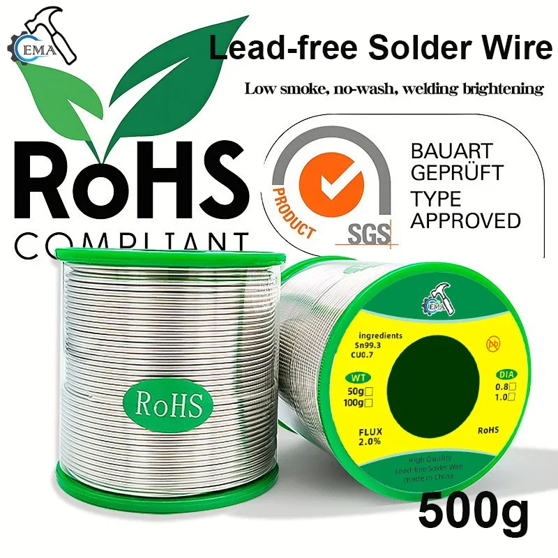 Image of 50g/100g Bleifreier Lötdraht 1mm Umweltfreundlicher Zinndraht mit Flussmittel Hochreiner Schweißdraht auf Rolle