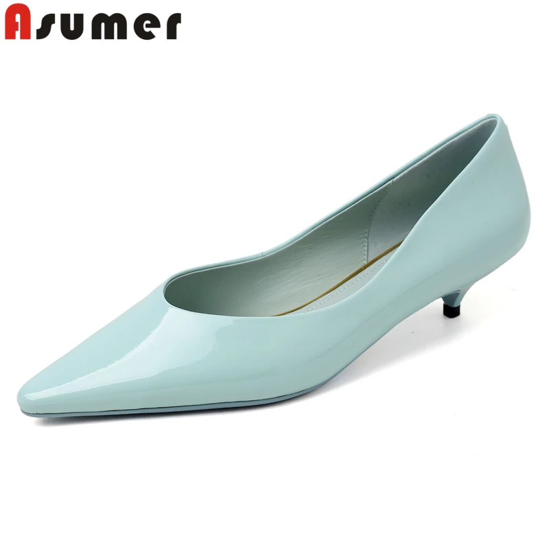 

Asumer, женские туфли из натуральной кожи, 3 цвета, на среднем каблуке, весенне-летние, офисные, нарядные
