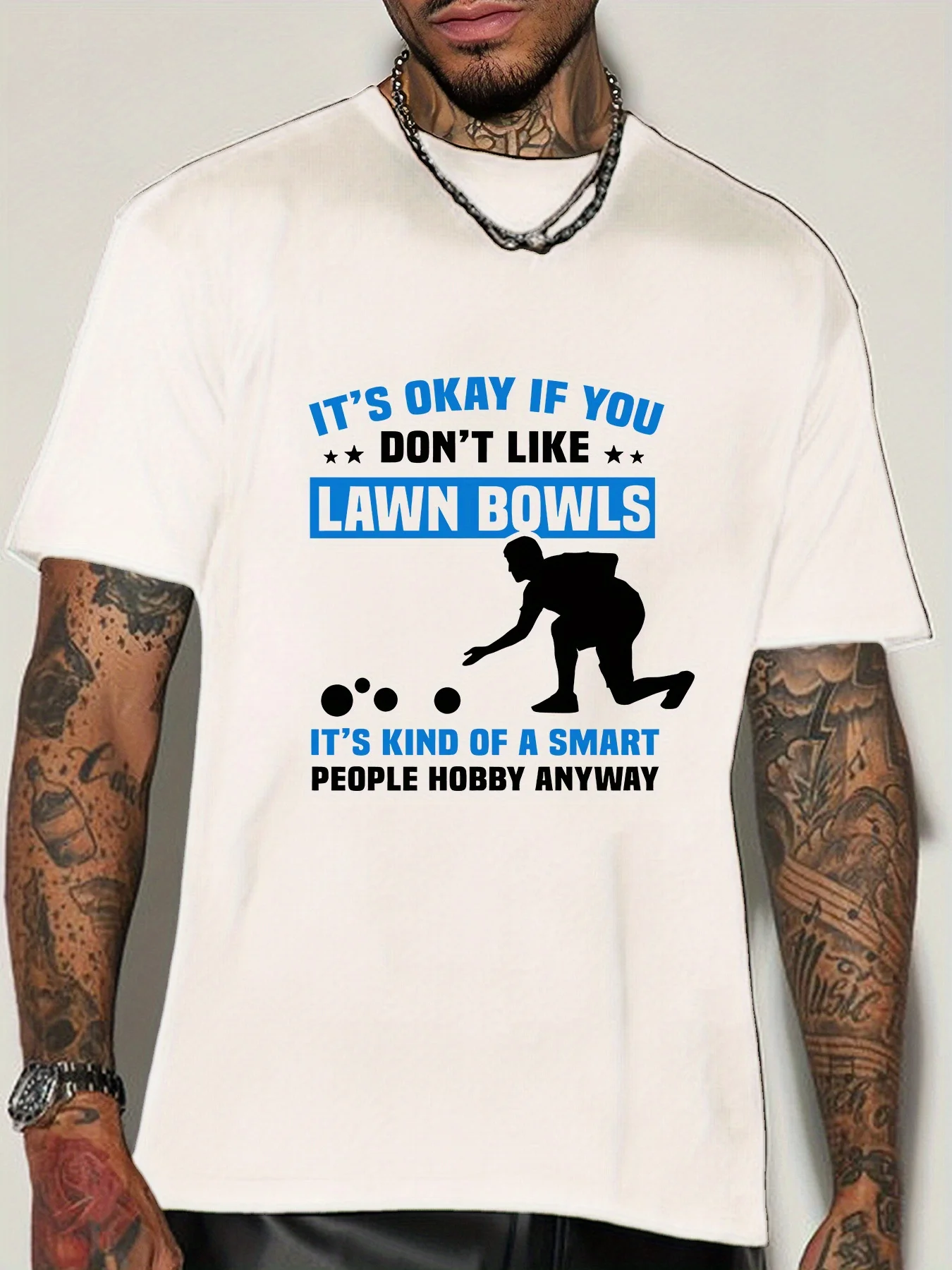 Kaos Pria Beige Lawn Bowls Luc - Street Fashion Quotes ulasan dan harga