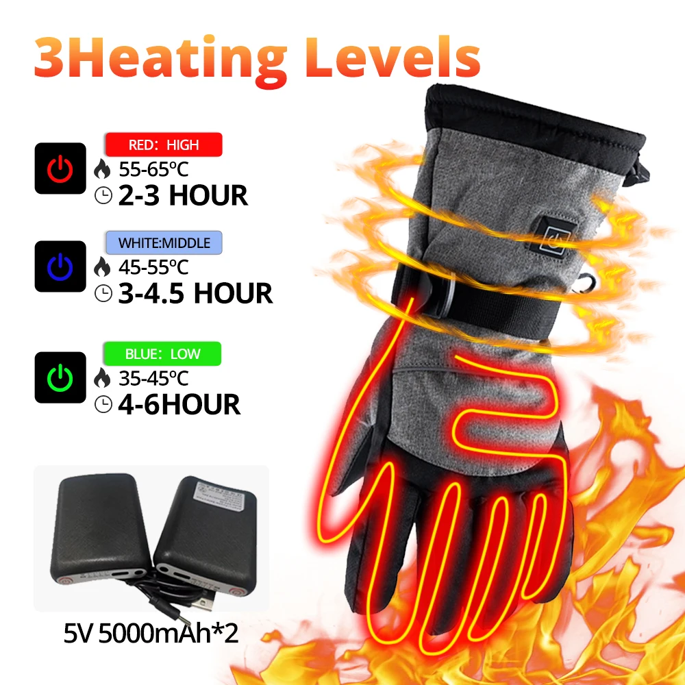 

Electric Heated Gloves Motorcycle Heating Gloves Usb Rechargeable Battery Winter Warm Skiing Heated Gloves Outdoor Sports Riding